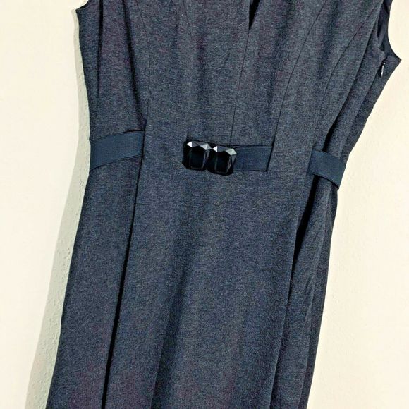 Trina Turk Gray Cap Sleeve Pleat Front Dress - Picture 2 of 5